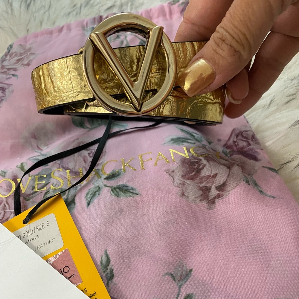 Valentino By Mario Valentino baby gold croco belt